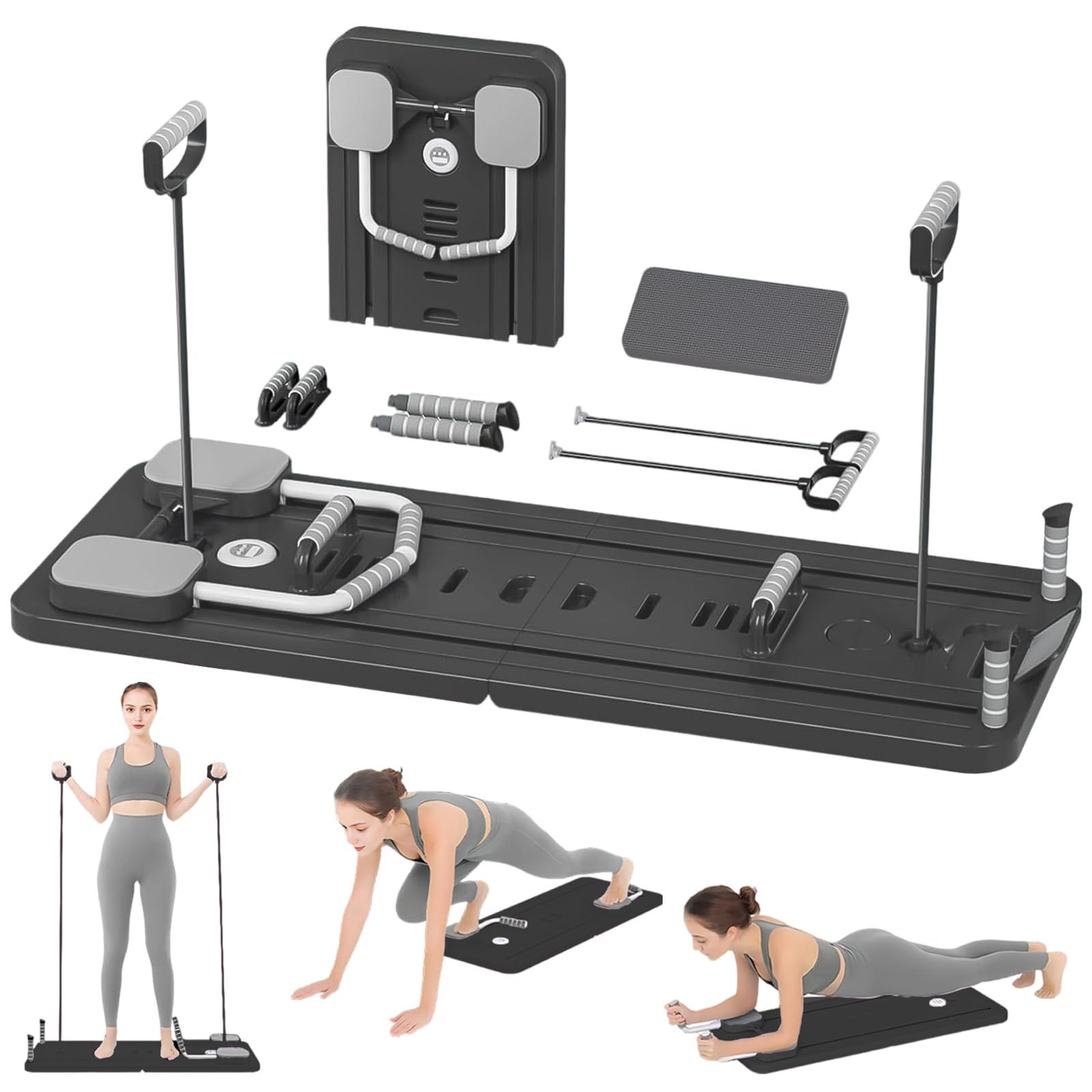 Planche de Pilates Réformateur de Pilates - Planche pliable multifonction pour la maison - Planche à roulettes 5 en 1 - Équipement de Pilates