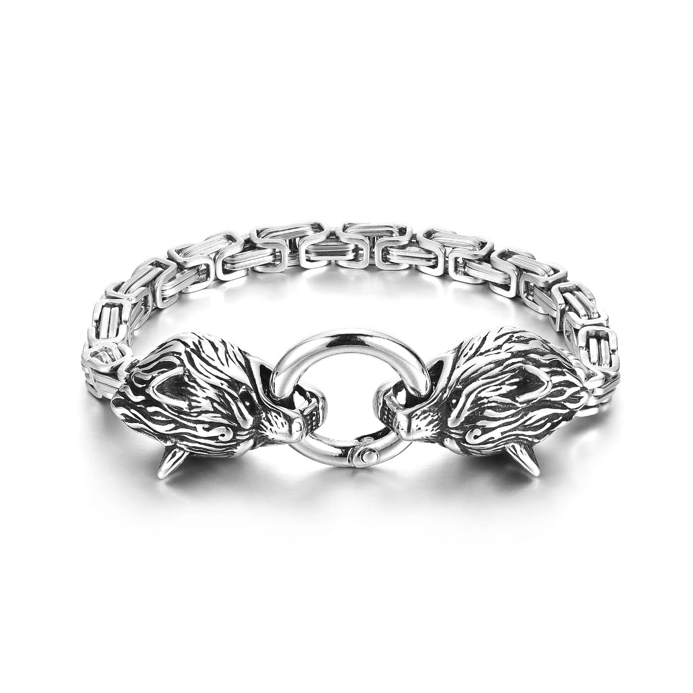 Brazalete Vikingo Fenrir, Acero Inoxidable Torcido, Hombre | Cuotas Sin