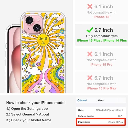 Miniatura 2 de MOSNOVO Buffertech - Funda compatible con iPhone 15 Plus, impacto de caída de 6.6 pies, tecnología antidesprendimiento, funda transparente de