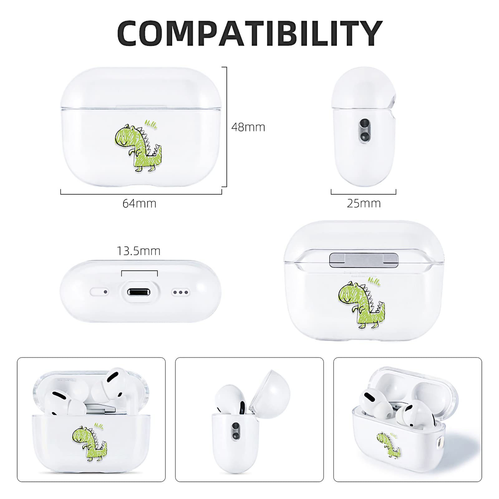 AirPods Pro 2 Hülle Transparent TPU - Stoßfest, Kratzfest, Mit Karabiner, Kompatibel Mit Wireless Charging