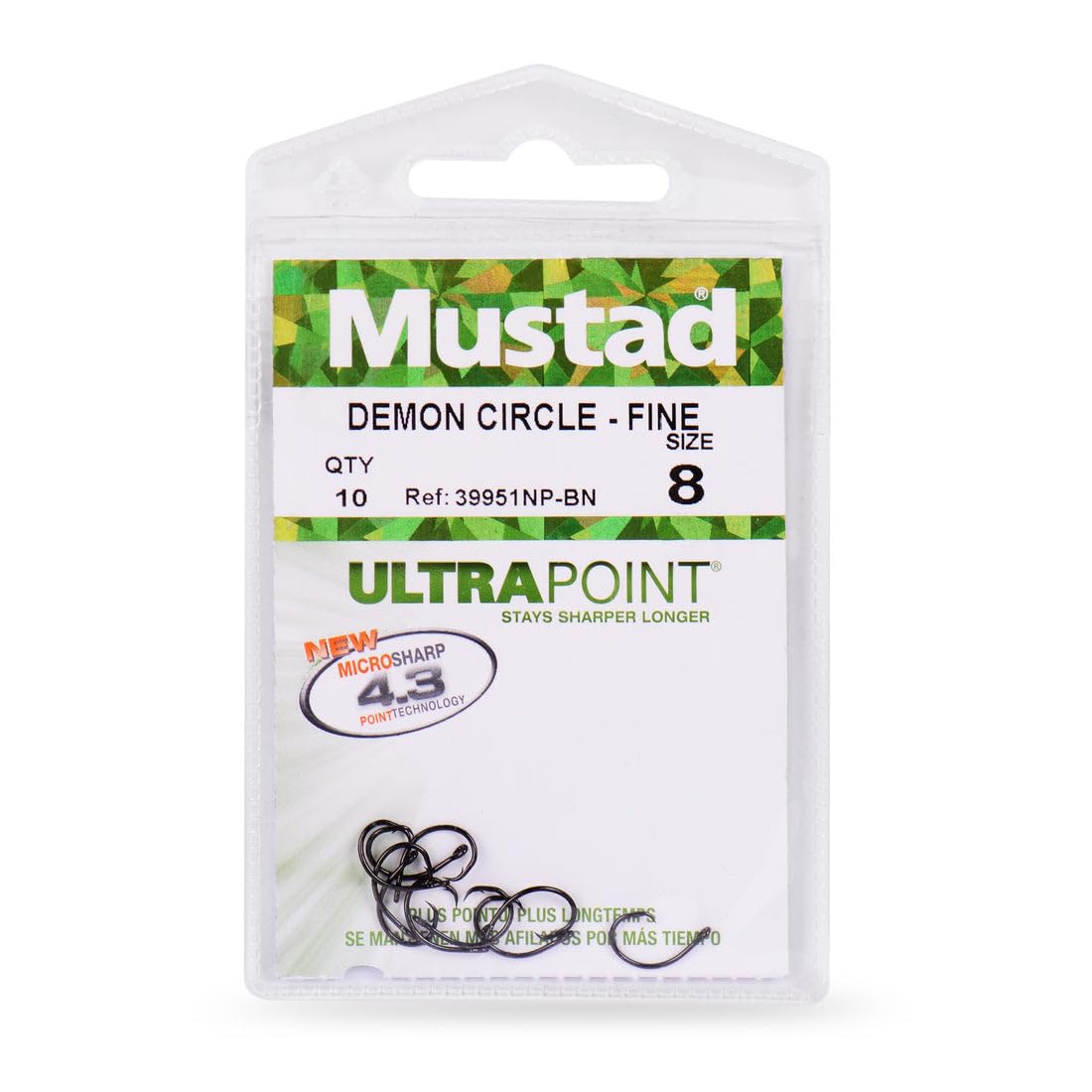 Mustad Demon Perfect Inline Haczyk 39950NP, 3 x mocne haczyki wędkarskie, szeroki otwór, okrągłe haczyki do łowienia słonej i słodkowodnej, oryginalny design, duże haczyki, czarny nikiel