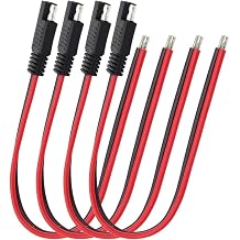 4 Pack SAE Connector Extension Cable, 14AWG 12 Inch Heavy Duty 2-Pin SAE Quick Disconnect Open End Power Adapter for Solar Panel, Car, Motorcycle, ATV Battery Charging