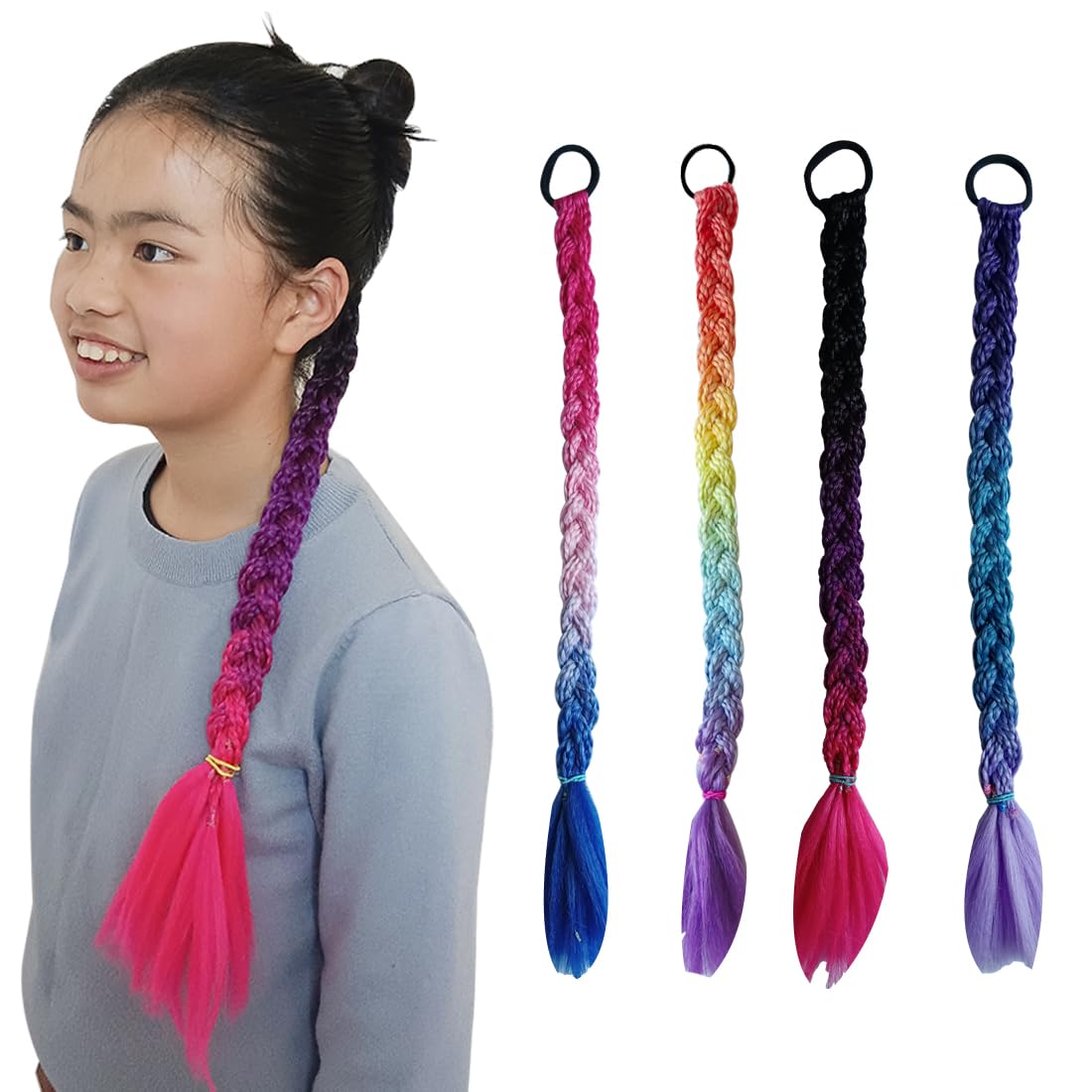 Amazon.com : Colored Hair Extensions for Kids, Braided 