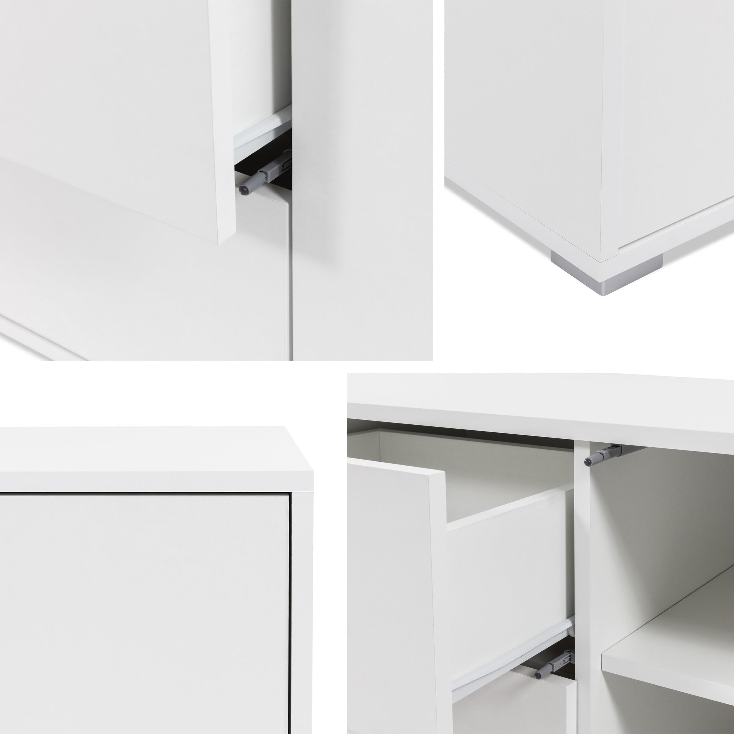 Mirjan24 Kommode Gesita 2D1SZ mit 2 Türen und 1 Schublade (Cashmere) | Grifflose Mehrzweckkommode mit Push-to-open-System, geräumigen Fächern und Rollenführung, B/H/T: 100/93/40 cm