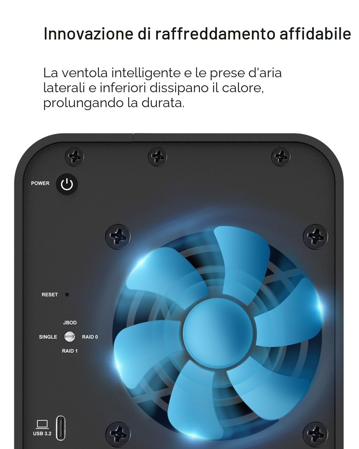 TERRAMASTER D2-320 USB 3.2 (Gen2) 10Gbps Storage esterno Hard Disk Box Supporto RAID 0/1/Single/JBOD (senza disco rigido)