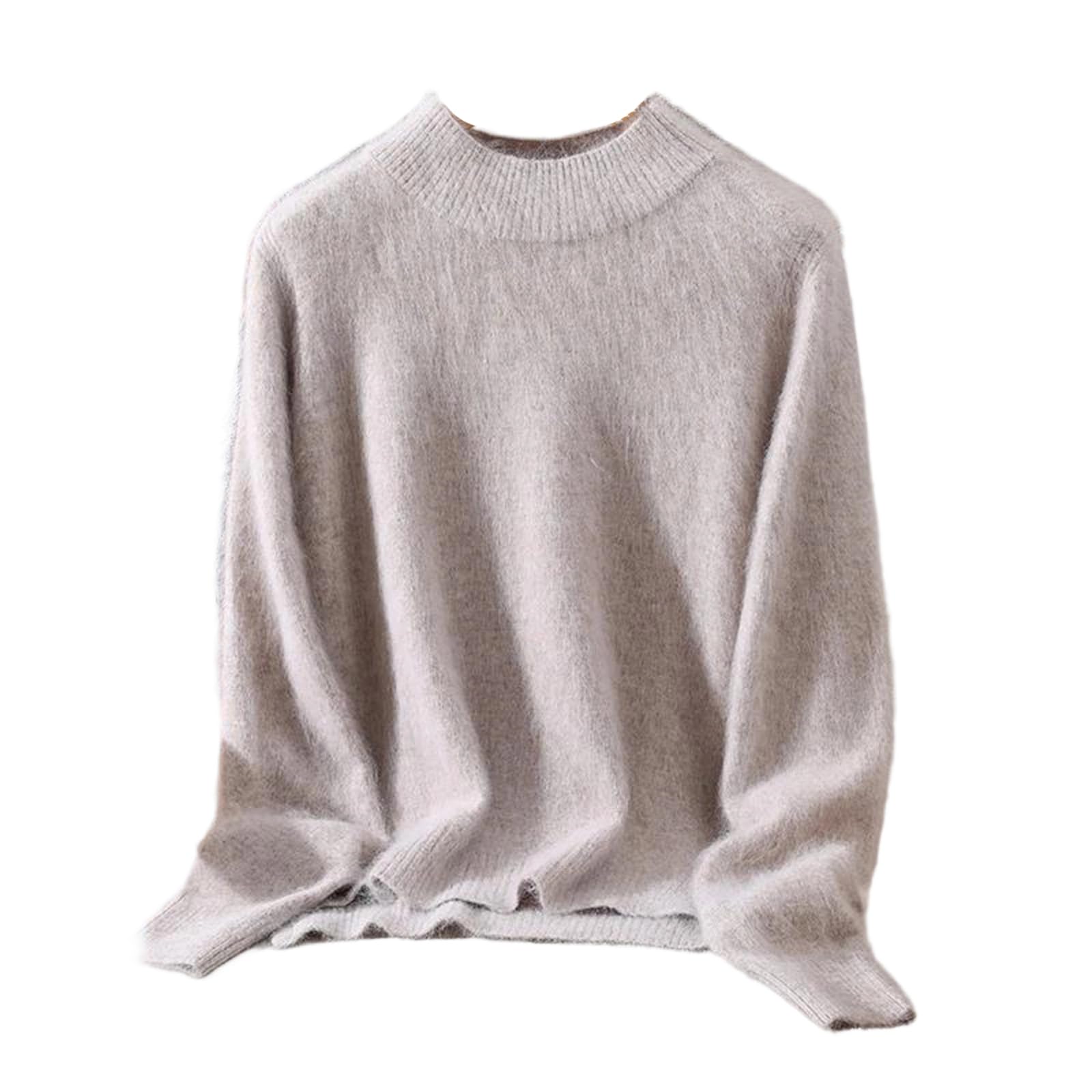 WomenS Mink Cashmere Mock Neck Sweater Pullover Side Slit Front Short Back Long Soft Warm Autumn Winter Top