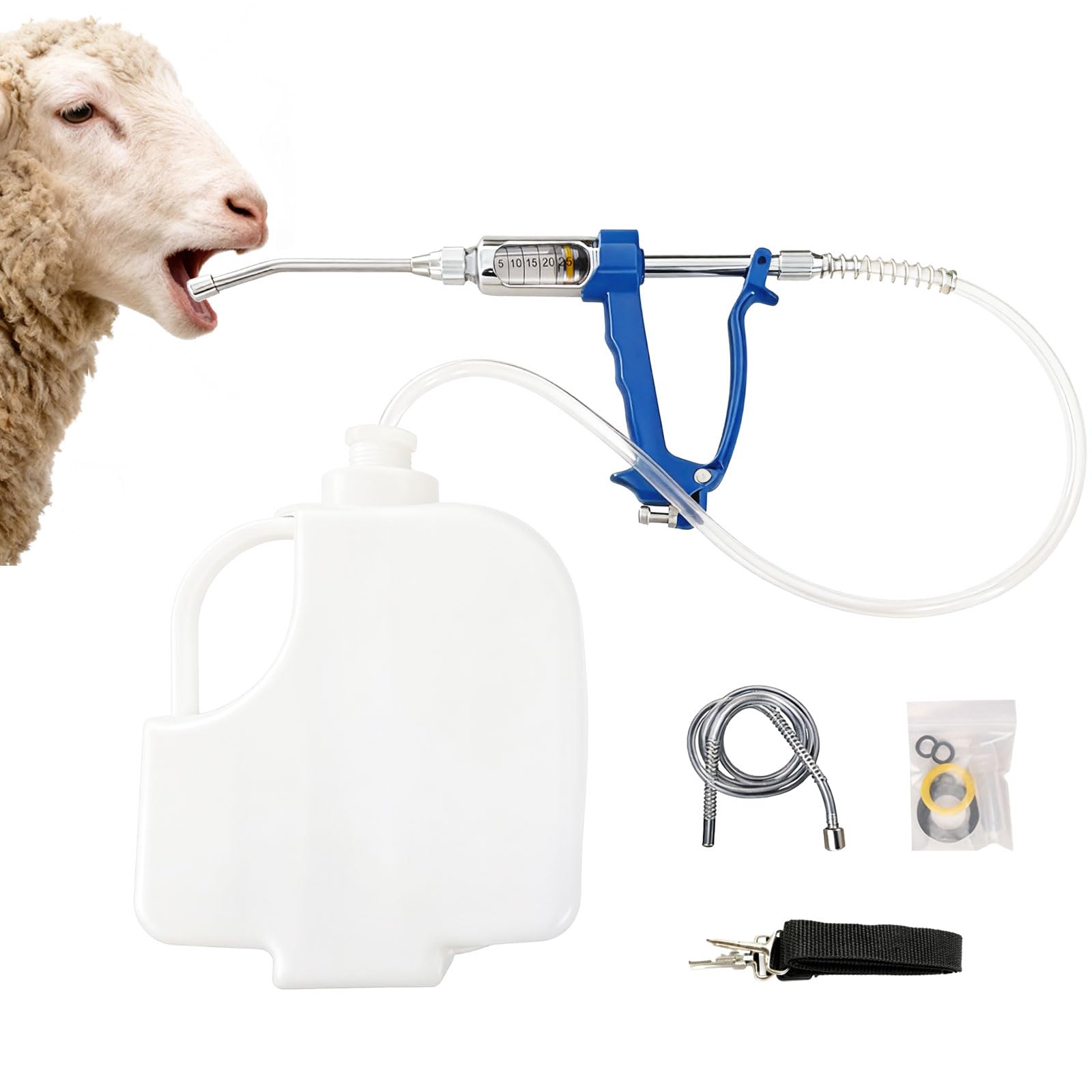Pistolet vétérinaire continu réglable de 30 ml, pistolet d'alimentation en métal, outil de dosage de médicaments, distributeur de médicaments pour bétail, moutons, porcs
