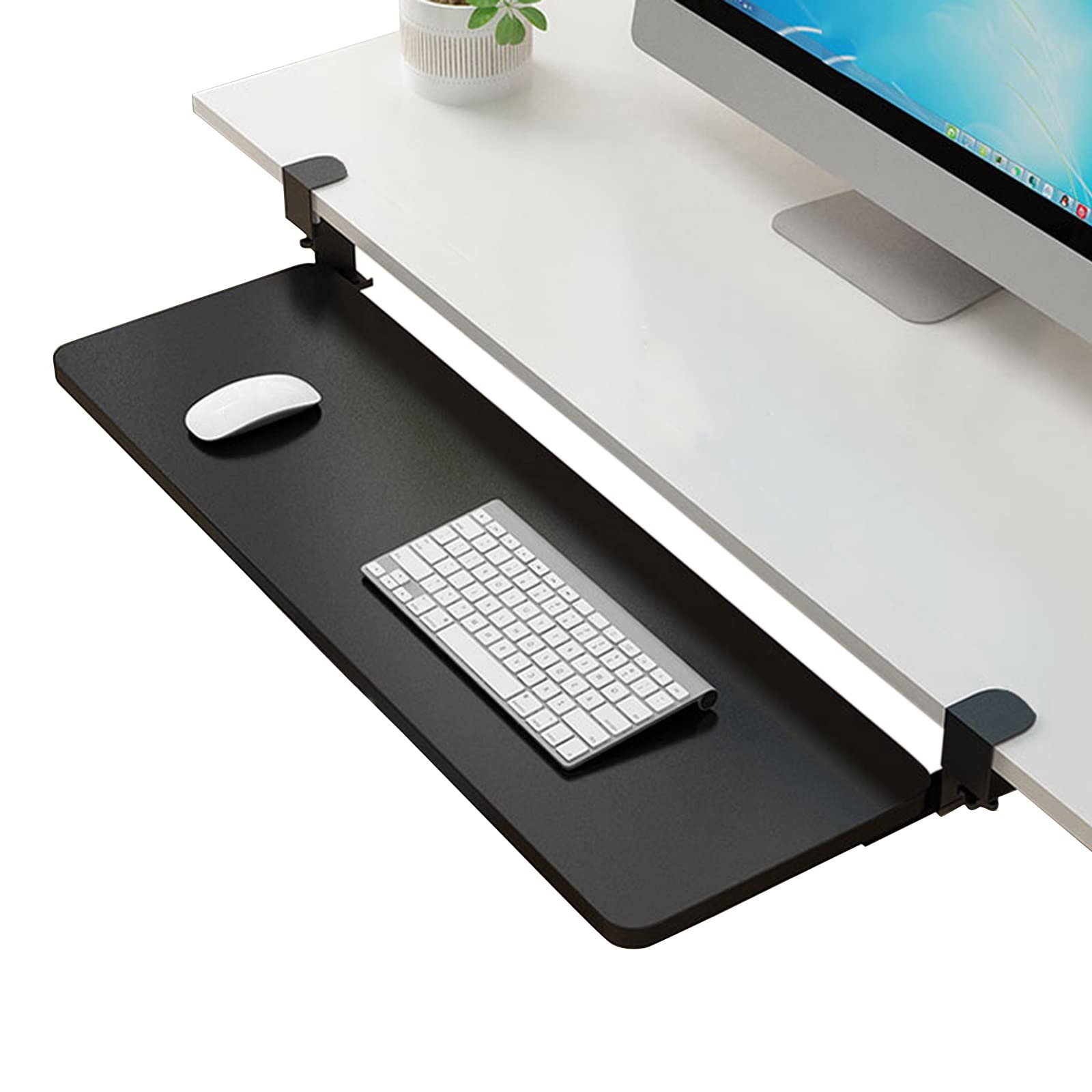 Vassoio Estraibile Per Tastiera Da Scrivania - Vassoio Scorrevole Per Mouse E Tastiera - Supporto Multifunzione Per Tastiera, Ideale Per Lavoro, Studio, Ufficio, Dormitorio, C.A-black-52cm x 25cm