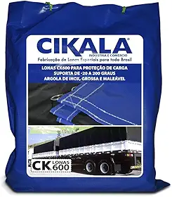 Lona para Caminhão 2x2 M Azul CK600 Micras em PVC Emborrachado – Impermeável, Meia Argola Resistência e Segurança para Grandes Cargas