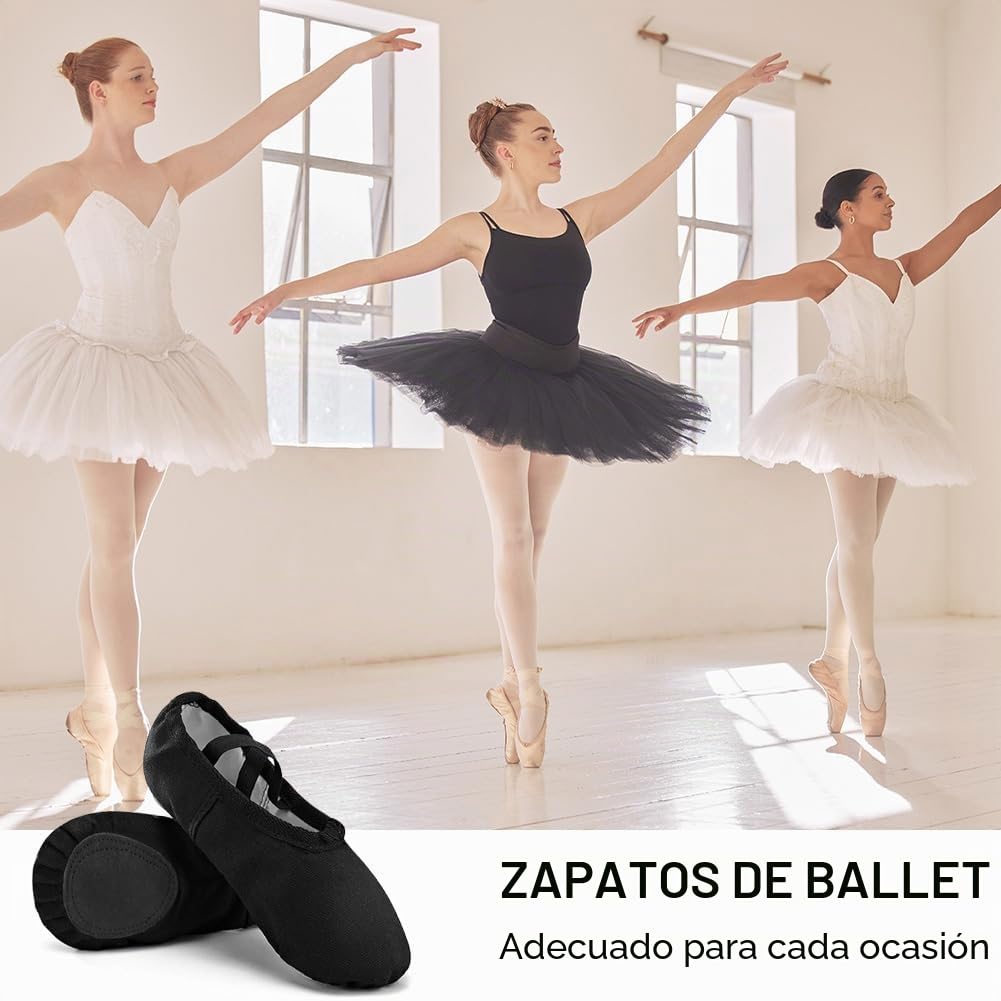 flintronic Zapatillas de Ballet, Suela Partida de Cuero Calzado de Danza, Zapatillas de Ballet Canvas Dance Zapatos Split, Transpirable Zapatos de Ballet Zapatillas de Ballet, para Niña y Mujer