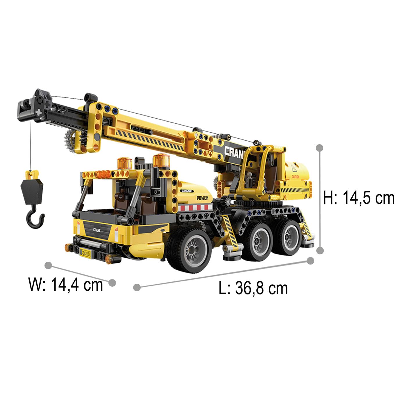 JAMARA 402886 CADA Mobilkran Bricks - Baustellenfahrzeuge ab 8 Jahre, Kinder Technik Jungen Spielzeug, Geschenkidee für Kids, Fahrzeug aus Klemmbausteinen, Detailgetreues Design