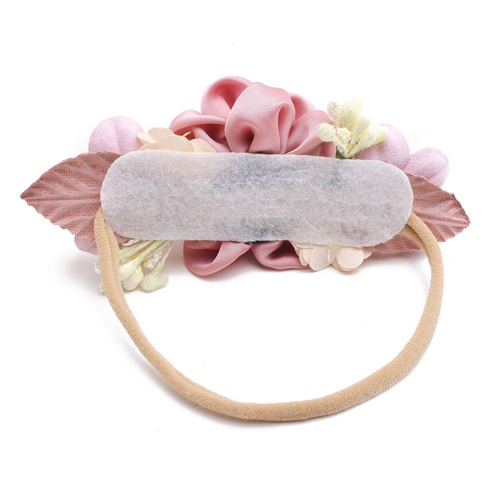 Baby Girl Floral Headbands- 3pcs Nylon Headband Handmade Flower Crown Elastic Hairband Newborn Toddler Hair Accessories Gifts for Girls （1-6 years old） - Image 6