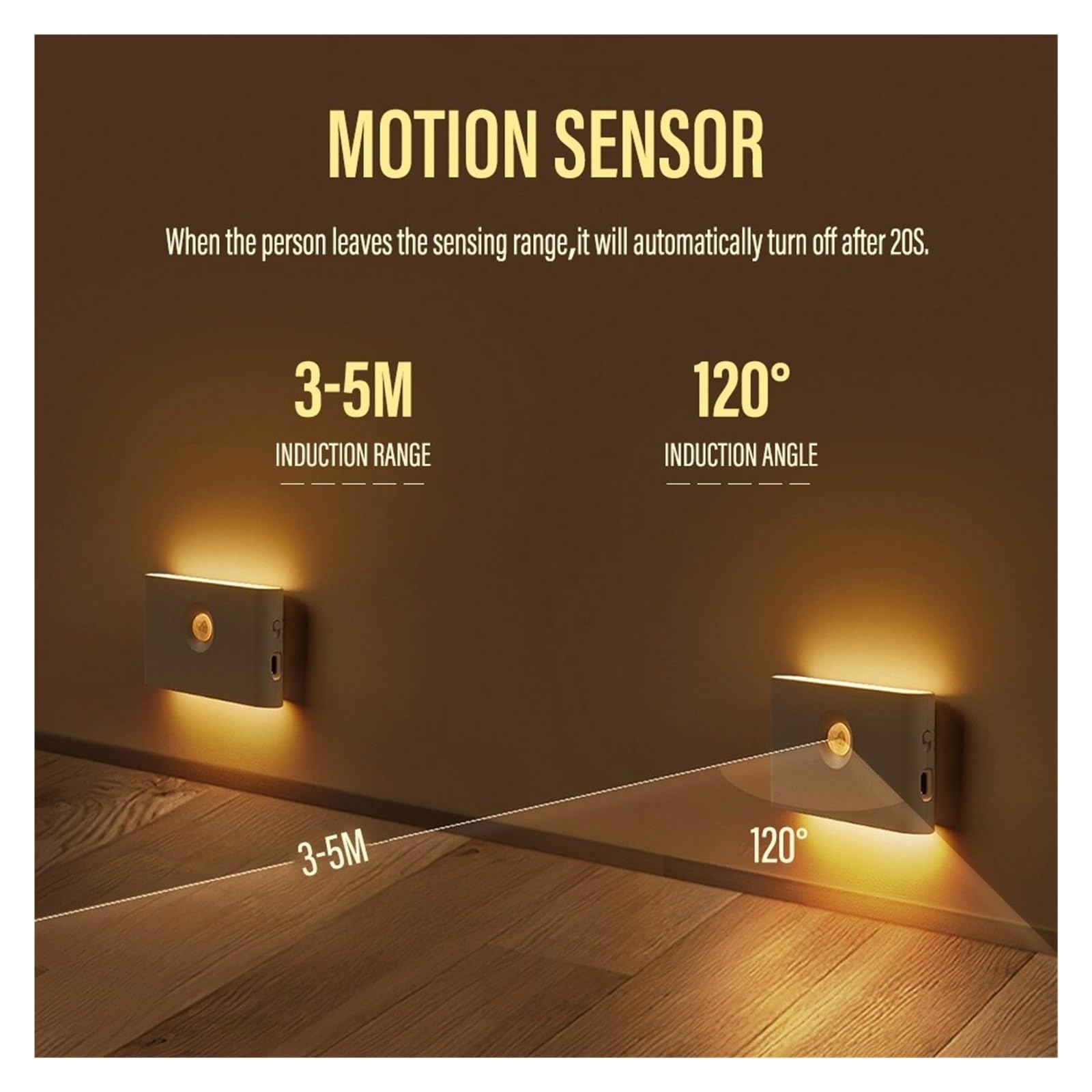 Luz Nocturna con Sensor Inteligente LED, Inalámbrica, Carga USB, De Movimiento, Pared For Dormitorio, Pasillo, Armario, Iluminación FáCil InstalacióN.(Flat induction-4PCS)