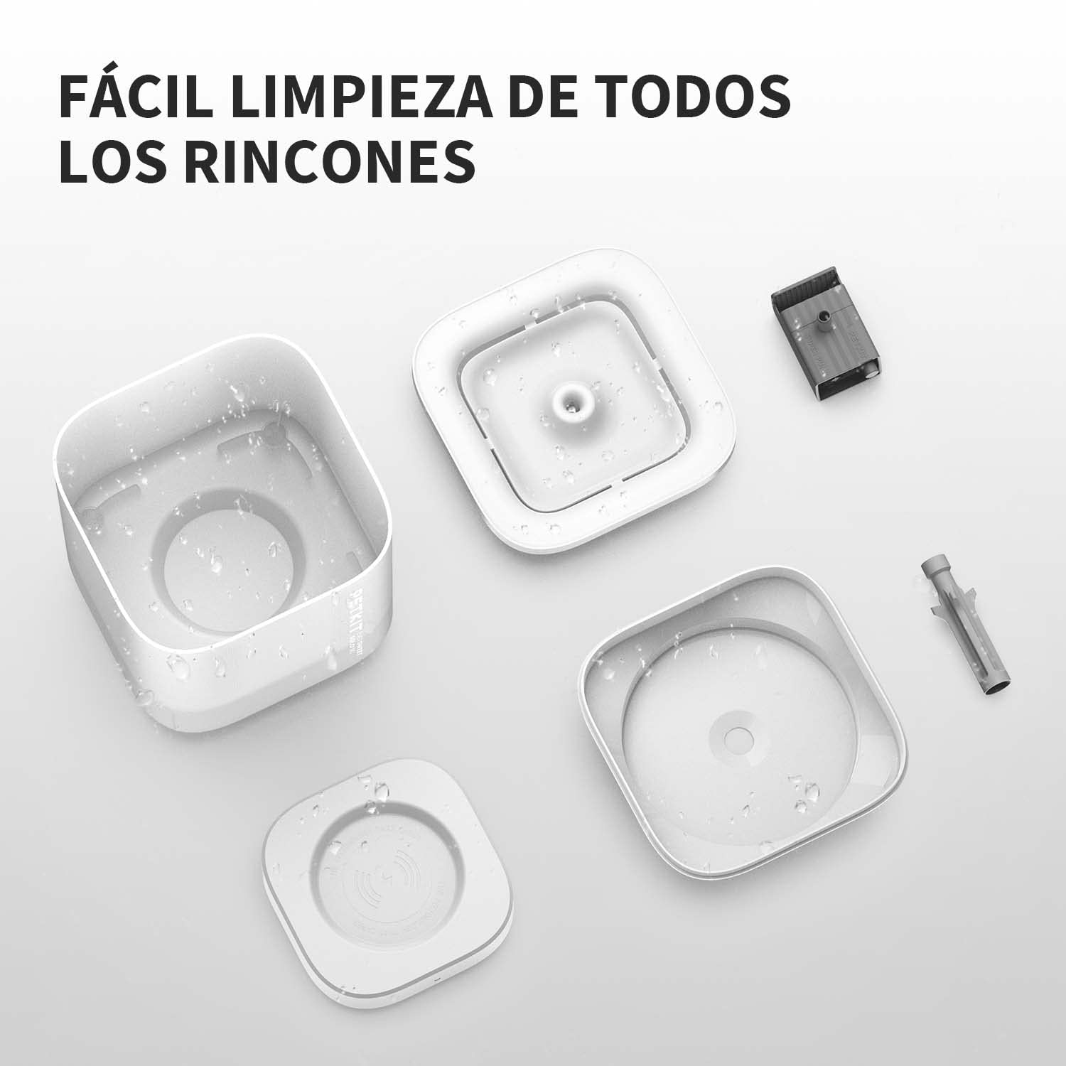 PETKIT EVERSWEET Fuente Automática para Gatos 1,85L, Bomba de Agua Inalámbrica, Bebedero Gatos Ultra Silenciosa, 35dB, Luz LED Inteligente, Unidad de Filtrado 3.0, Fuente Agua para Gato