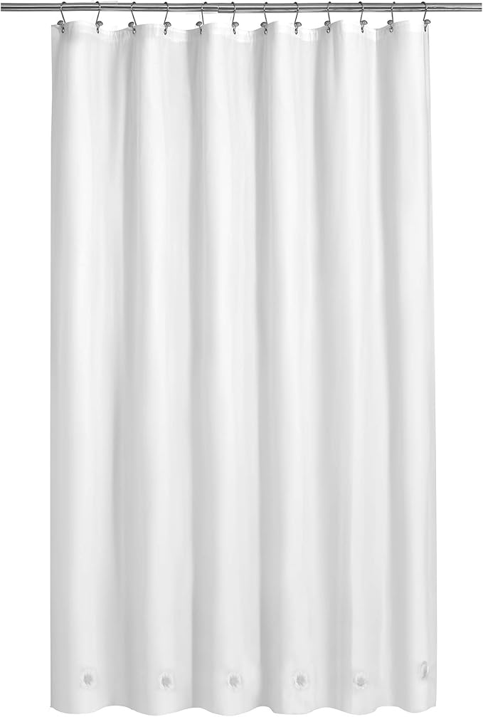 Barossa Design White Shower Curtain Liner with 6