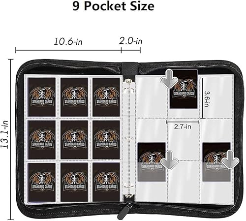 Miniatura 8 de Carpeta de tarjetas coleccionables de 4 bolsillos, 400 bolsillos para tarjetas de Pokémon con cremallera, 50 fundas compatible con tarjetas