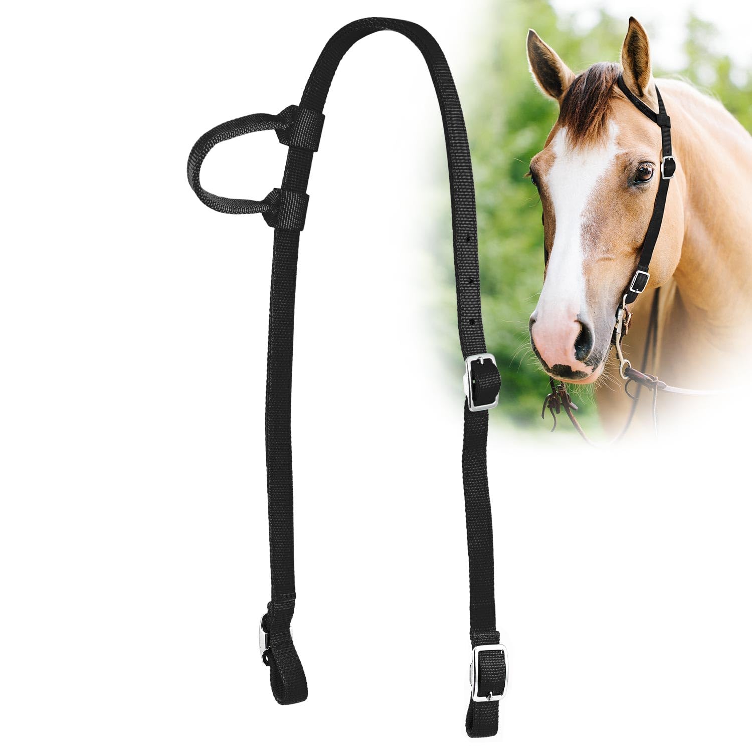 Jeffers Equine Nylon One Ear Horse Headstall – 3 Ply ¾ Western Adjustable Tack, Nickel Plated Hardware for Riding, Training, Barrel – Equestrian Accessories & Apparel for Horses – Black