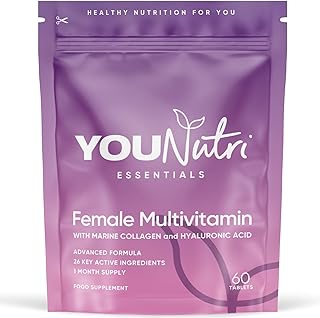 Women's Multivitamins & Minerals with Marine Collagen & Hyaluronic Acid – 26 Essential Vitamins, Minerals, & Botanicals – UK GMP Manufactured and Lab Tested - 60 Tablets (1 Month Supply)