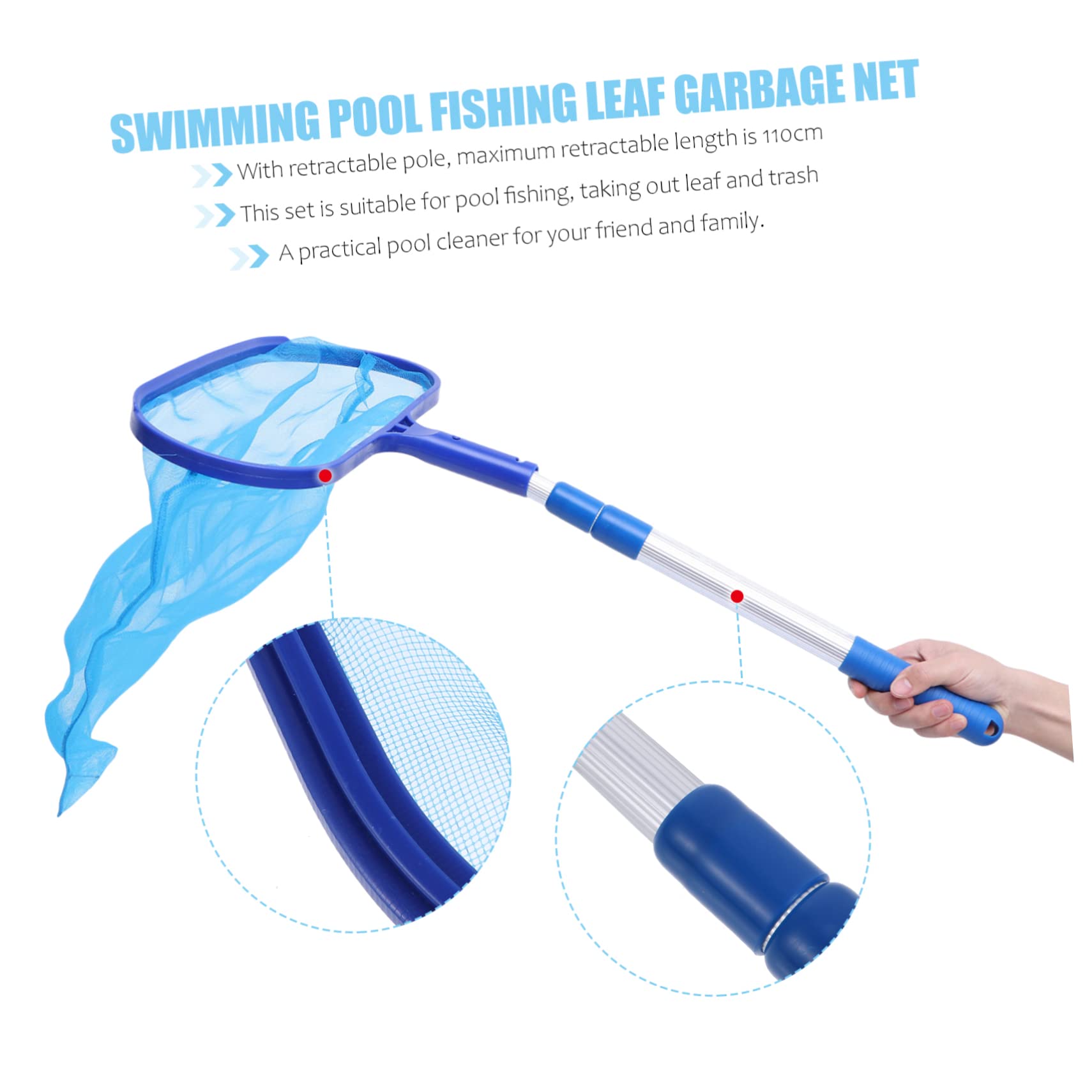 UKCOCO Pool Skimmer mit Teleskopstange bis Teilig Leichtes Aluminium Feinmaschiges Netz Verstellbar für Schmutz Poolreinigung für Aufstell und Schwimmbecken