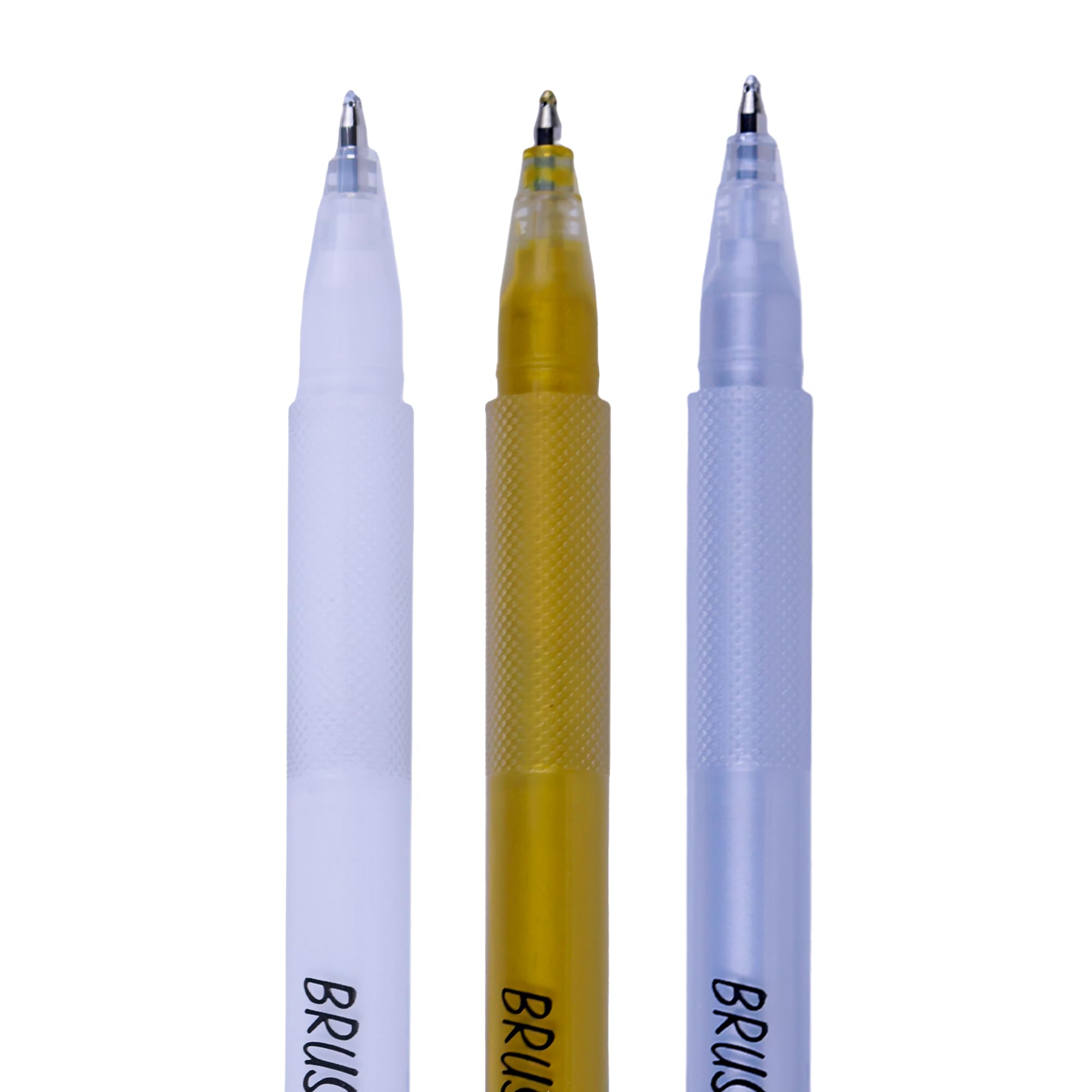 BRUSTRO Assorted Gel Pen (White, Gold and Silver)|1mm Metal Tip - Set of 3,Opaque and Viscous Ink|Ideal For Drawing,Writing,Highlighting,Doodling,Scrapbooking,Mandala Art,Illustration 2