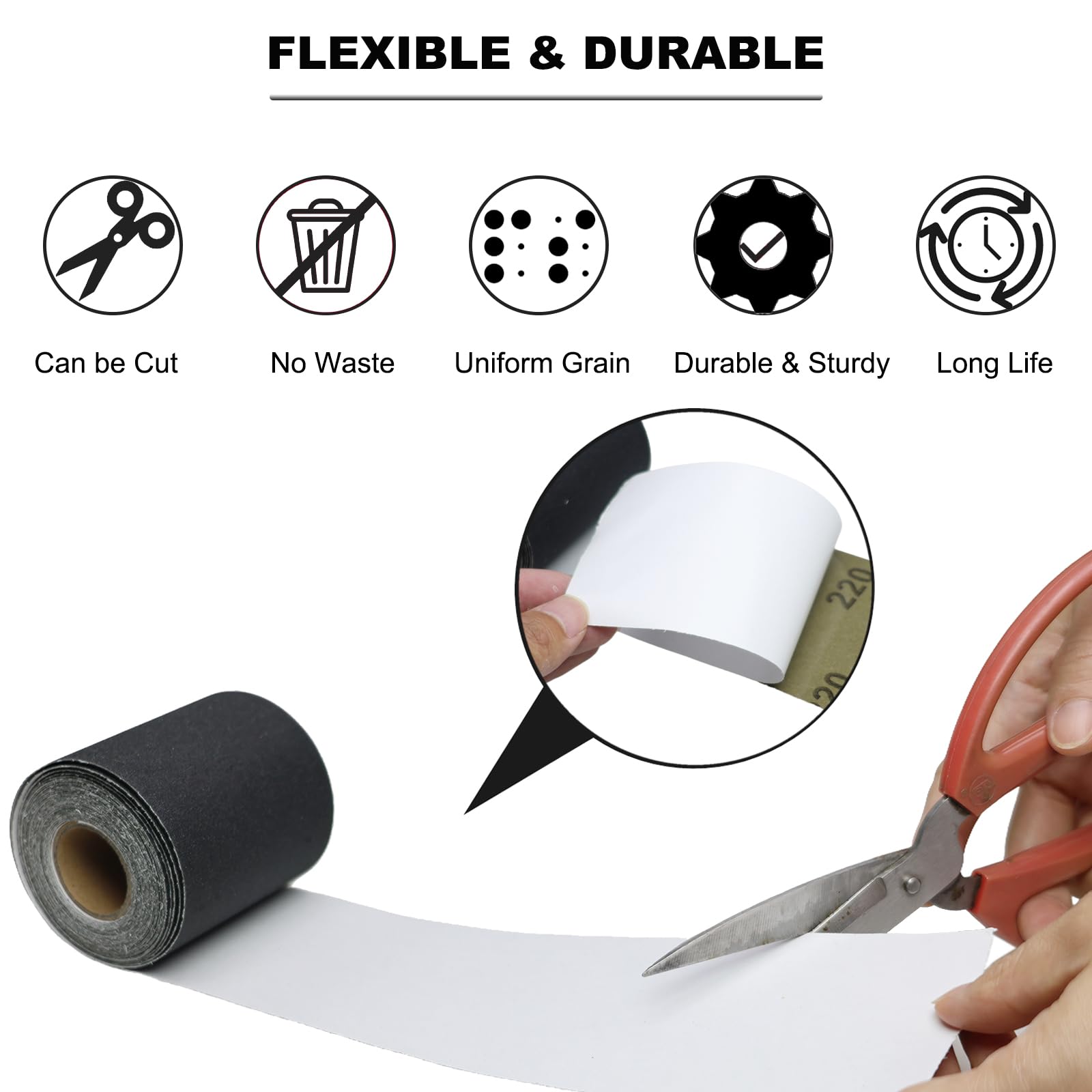 Silicon Carbide Sandpaper Rolls - 20 Yards, 4 Grits -3