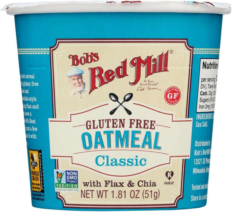 Bob's Red Mill Gluten Free Oatmeal Cup Classic with Flax & Chia (Pack of 12)