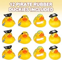 Vista 2 de ArtCreativity 12 Pcs Pirate Rubber Ducks - 2 Inch Pirate Ducks for Jeeps, Pirate Party Favors & Decorations, Cute Rubber Ducks Pirate Toys for Bath
