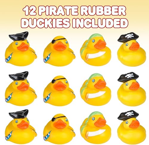 Miniatura 2 de ArtCreativity Patos de goma pirata de 2 pulgadas, paquete de 12, lindos juguetes de piscina para bañera de pato, ideal para fiestas y celebraciones