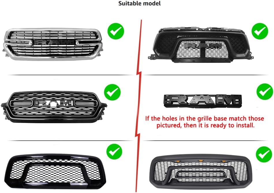 3 Piece Grill Emblem Letter Light Compatible with 2019-2024 1500 Grill Letter Light Aftermarket Set (Red for 19-24)