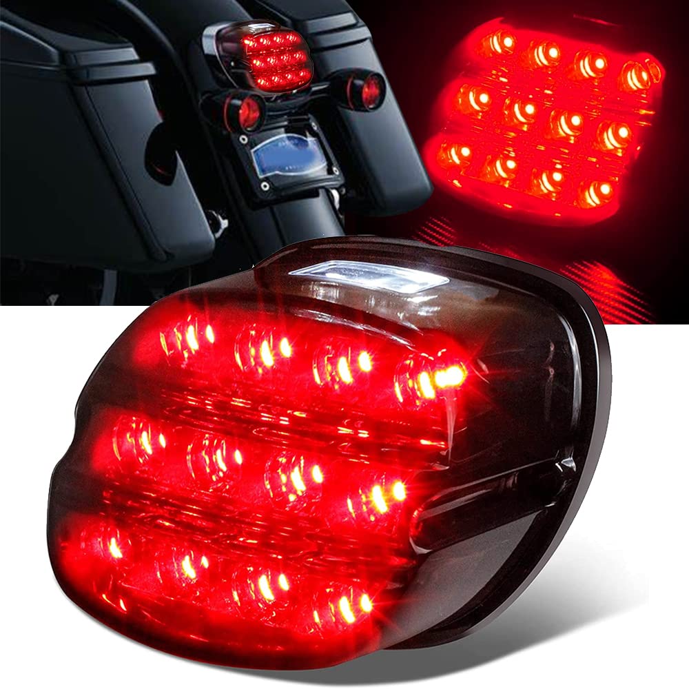 goodfitment - Smoked LED Rear Tail Light Motorcycle Taillights Brake Driving Compatible with Dyna Road King Electra Glide Street Glide Touring