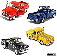Vista 1 de Juego de 4 modelos escala de camioneta Chevy Stepside, escala 1/32, autos de acción de retroceso