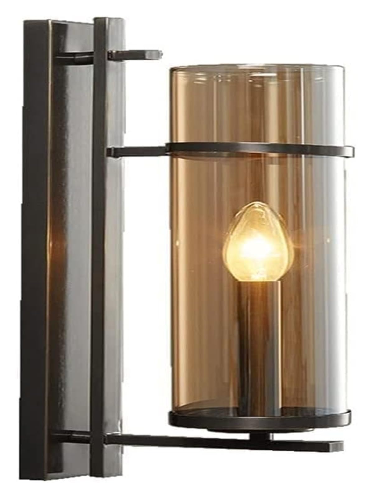 HXYSXHJUO Wall Lamp Cylindrical Light Edison Industrial Glass Lamp, E14 Copper Lighting Sconce for Living Room Bedroom Hallways Restaurant Storage (Color : Dark)