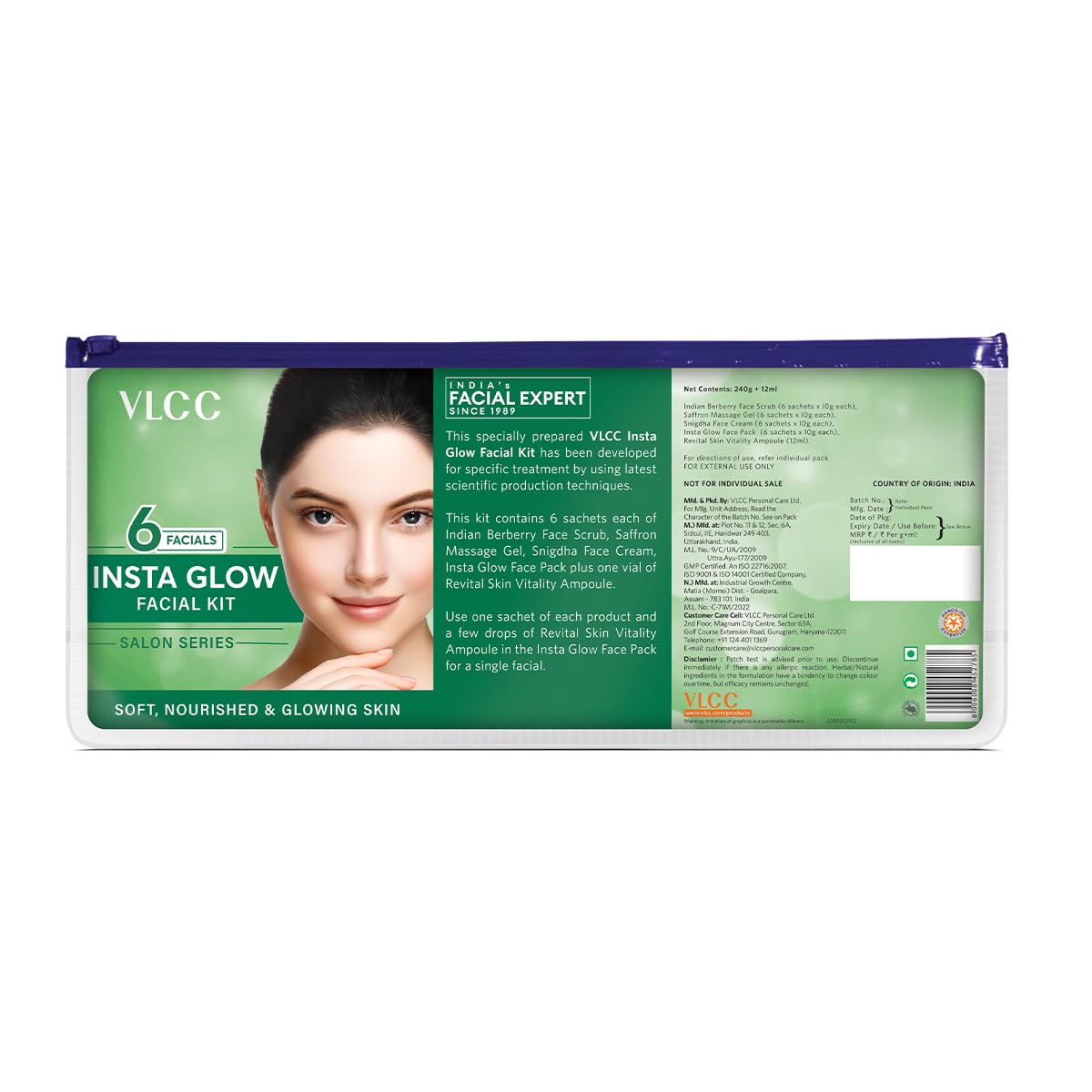 VLCC Instaglow Salon Series Facial Kit: Instant Radiance for Special Occasions (6 Facials, 240g + 12ml)