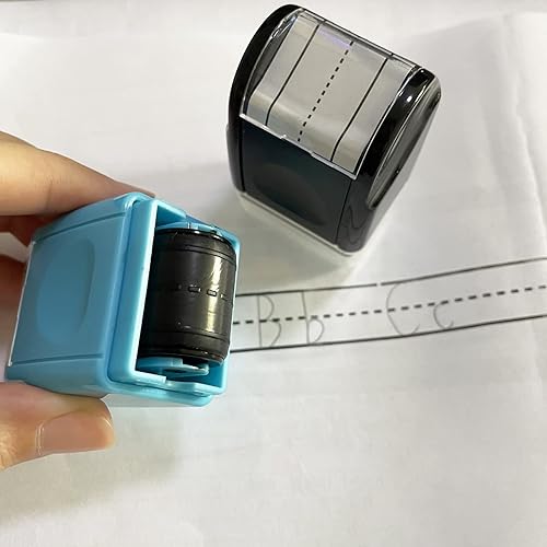 Miniatura 4 de WAFJAMF Líneas de escritura a mano Sello Rodillo Línea autoentintado Sellos rodantes Herramienta de práctica de escritura a mano para maestros Niños
