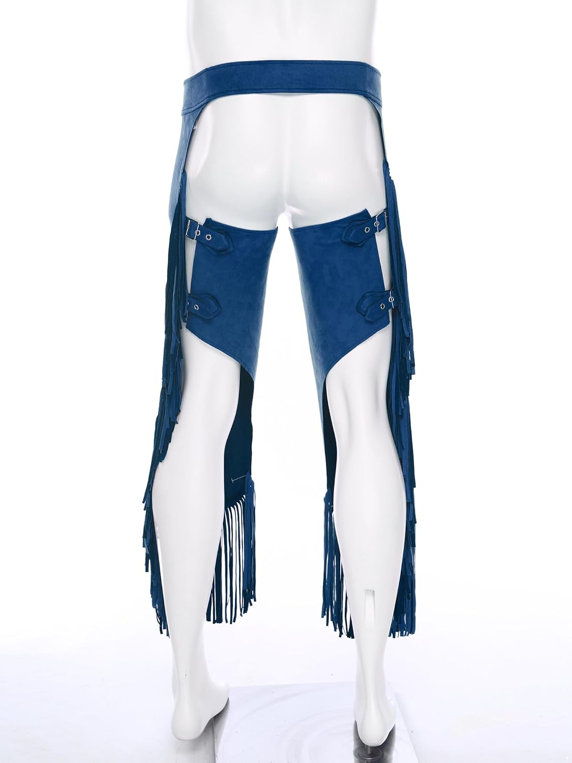 Adult Overpants Fashion Chinks Western Vintage Chap Pants Halloween Costume Buttless Hollow Out Pants Blue X-Large