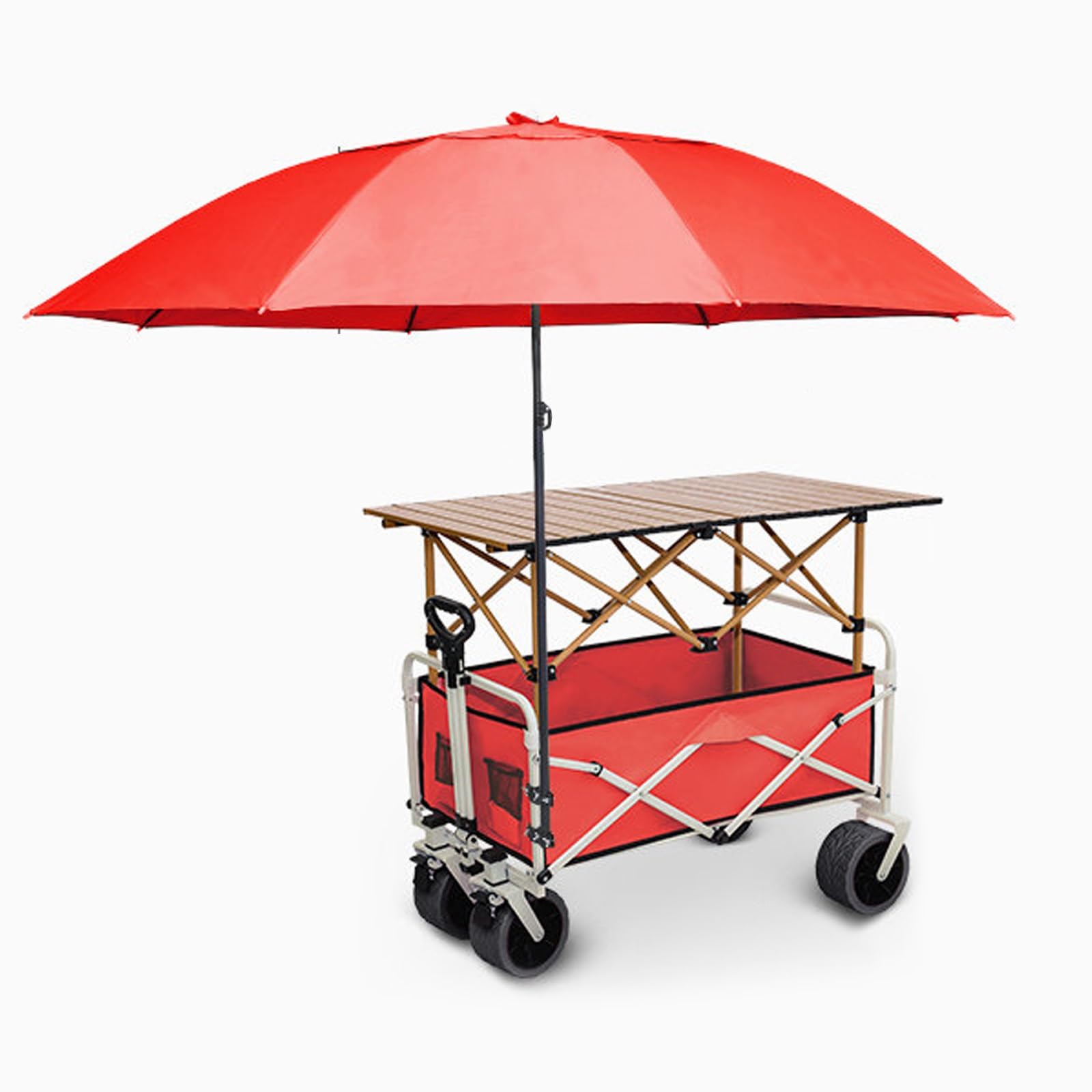 Faltbarer Outdoor-Händlerwagen mit Baldachin, kommerzieller mobiler Street Food Cart Präsentationsständer mit feststellbaren Rädern für Markt, Street Food, Camping, Veranstaltungen