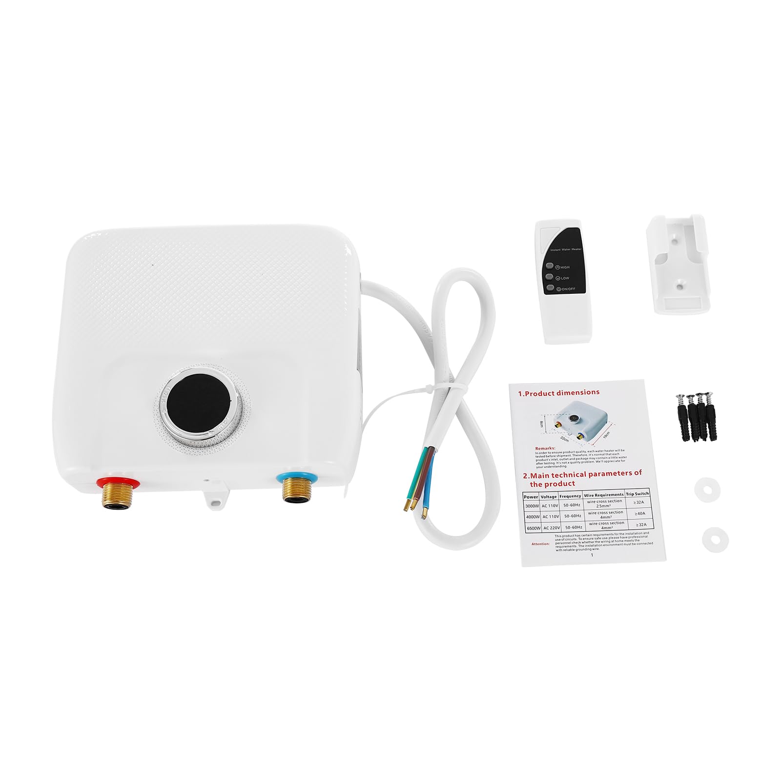 Scaldabagno Istantaneo 6500W, Scaldabagno Elettrico 220V, Mini Scaldabagno Senza Serbatoio, Schermo LED Digitale, Funzione Memoria, Controllo Intelligente, per Cucina Bagno Lavandino