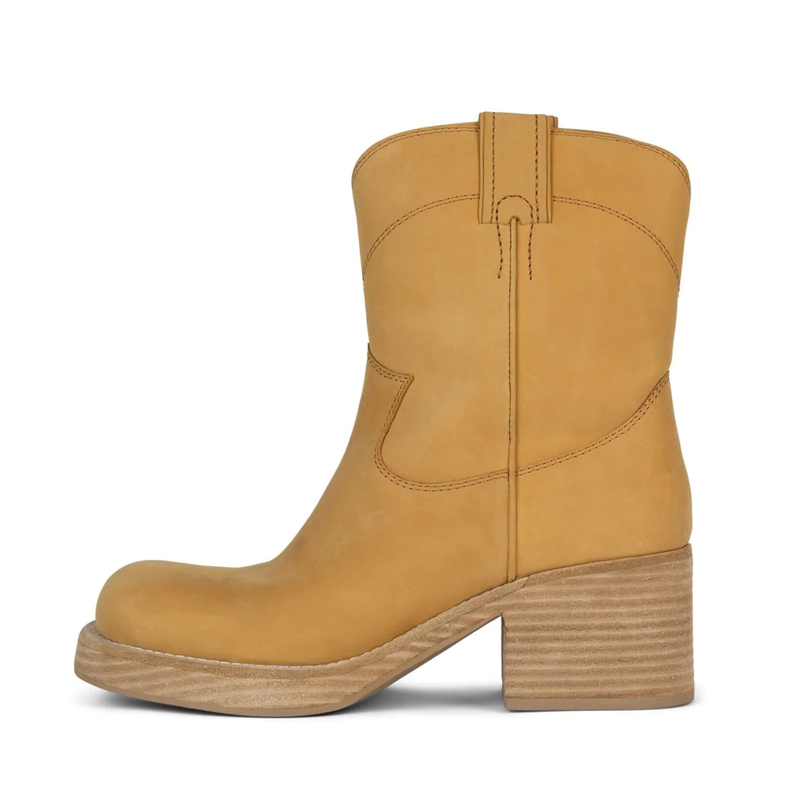 Western Ankle Boots for Women Round Toe Cowboy Boots Stacked Chunky Block Heel Booties Casual Low Heel Cowgirl