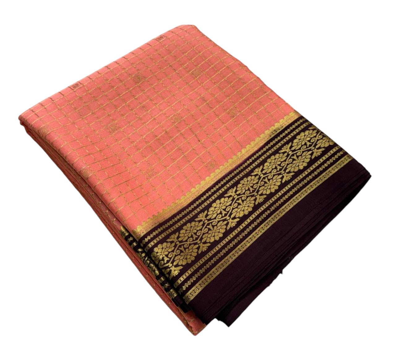 Women's Semi Mysore Silk Saree | Small Checks Pattern | Elegant Ethnic Saree for Wedding, Festival | Includes Blouse Piece-image-24