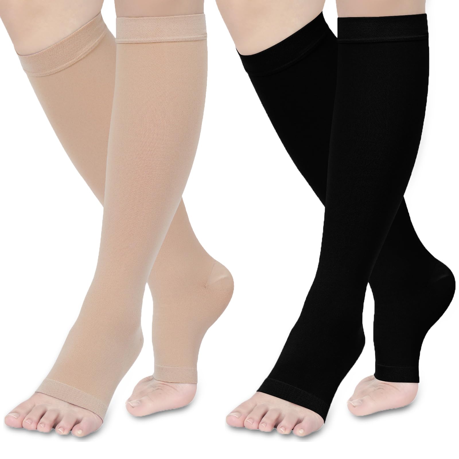 Compression Socks for Women and Men 20-30 mmHg, Knee High Graduated Compression Stockings, Opaque, Open Toe, Unisex-image-42