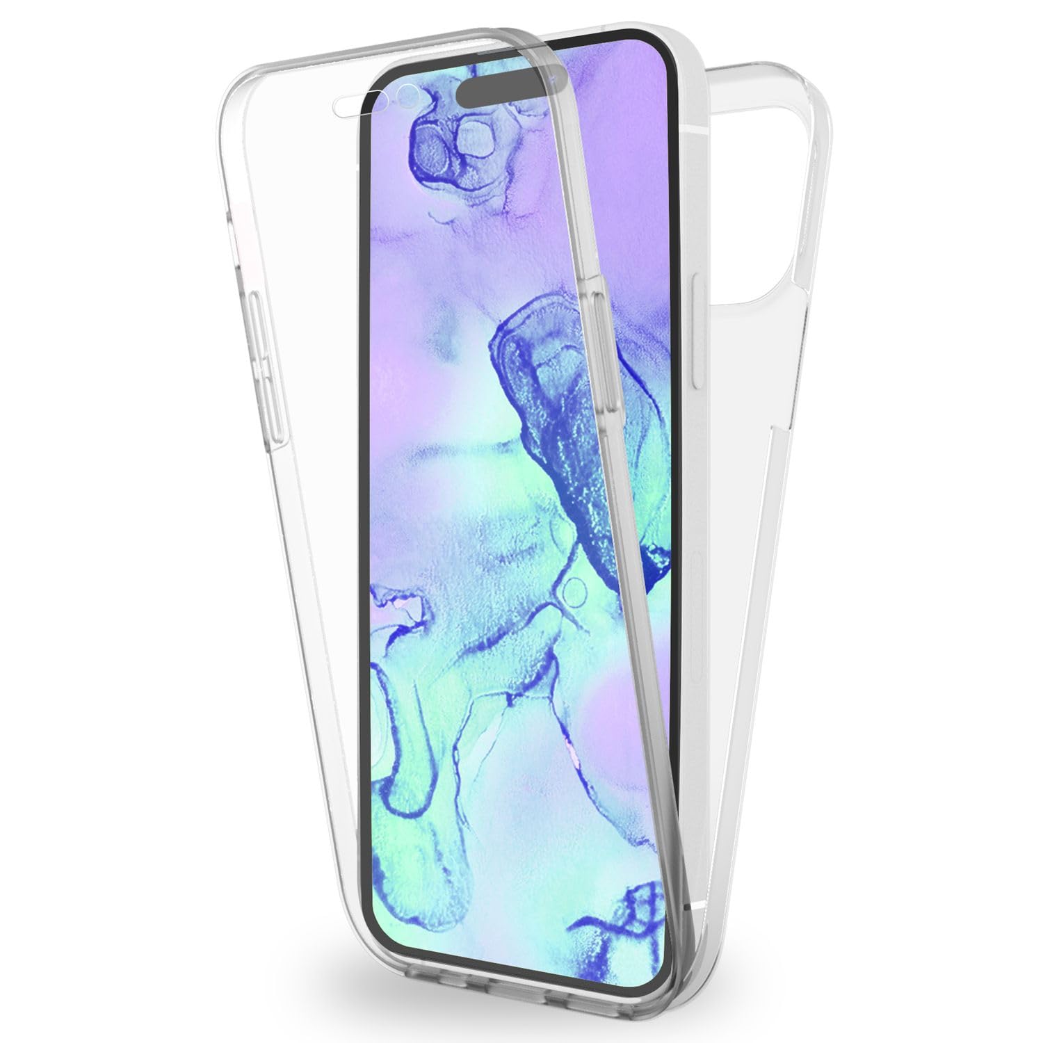 ZYIMOU Cover per iPhone 15 Pro, 360 Gradi Protezione Progettata Trasparente Ultra Sottile in Silicone Indietro Custodia Cellulare Bumper Protezione Premium Resistente Case