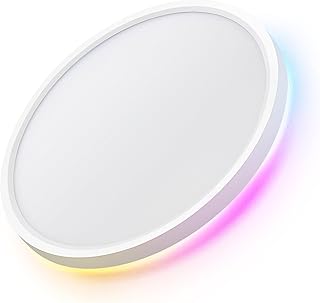 Plafonnier LED Dimmable Smart 24W avec Télécommande et Contrôle WIFI – Lampe de Plafond Ultra Plate avec Rétroéclairage RGB, Compatible Alexa & Google Assistant, pour Salon et Chambre