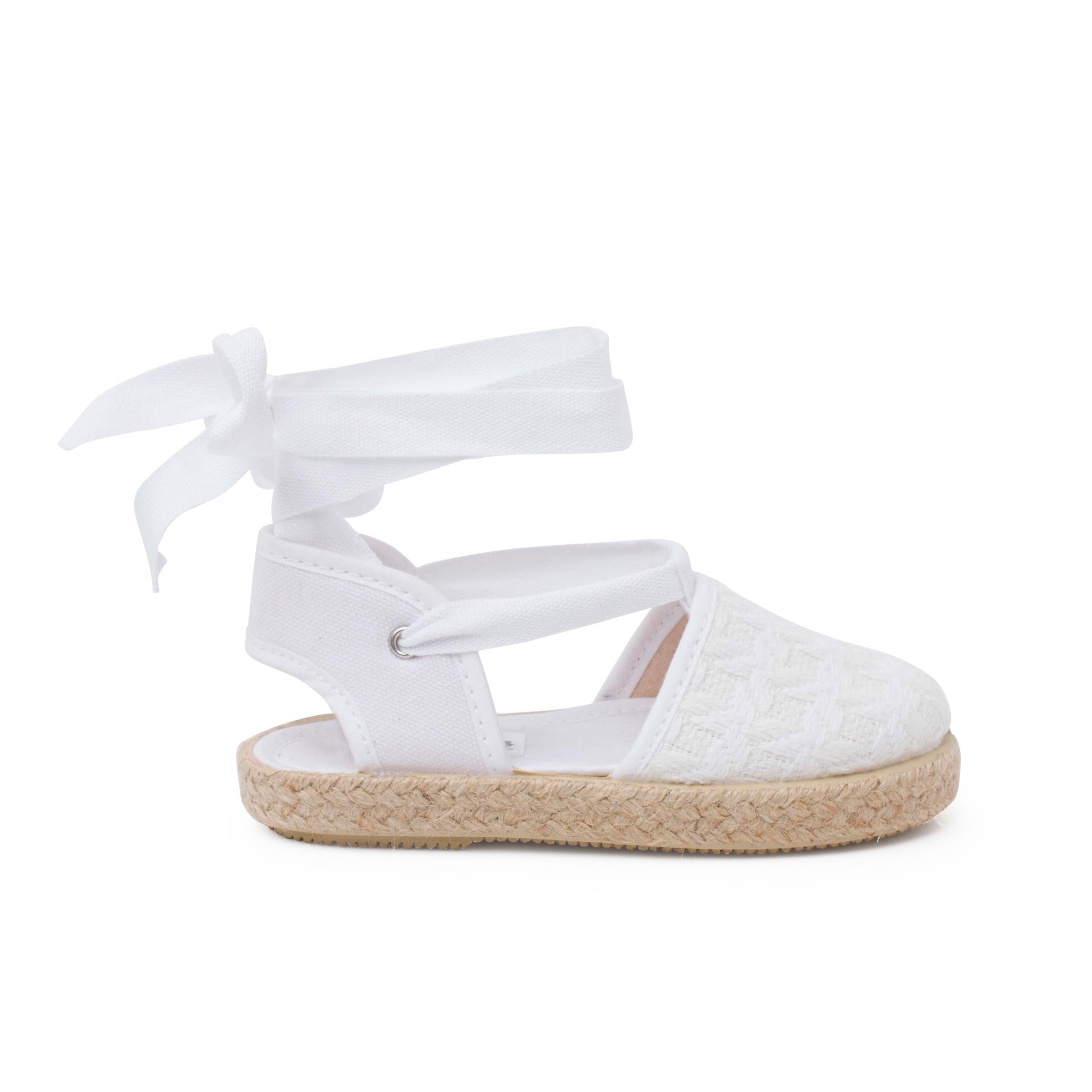 Pisamonas Alpargatas Efecto Trenzado Cintas Talla 27 Color Blanco