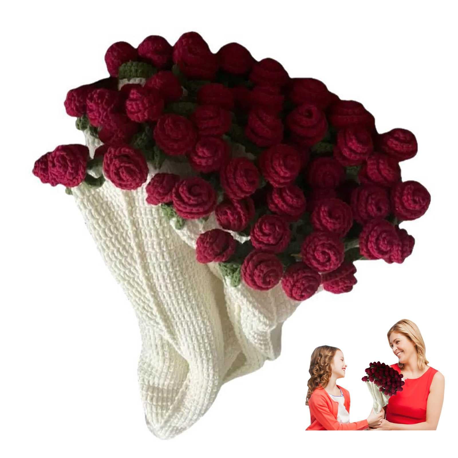 KYDLIGHT Crochet Flowers Rose Bouquet Blanket Handmade, DIY Flower Bouquet Blanket-Finished, Foldable Handmade Bouquet Blankets Gift for Mother's Day Birthday Valentine’s Day