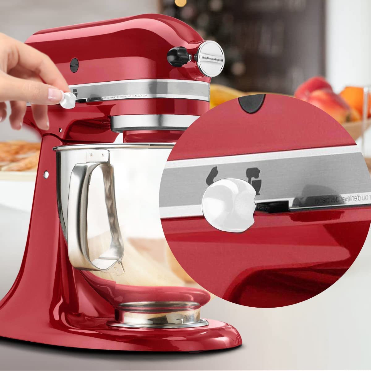 Zestaw 4 sztuk miksera stojącego, białe plastikowe pokrętło dźwigni blokującej i pokrętło regulacji prędkości do mikserów Kitchenaid akcesoria