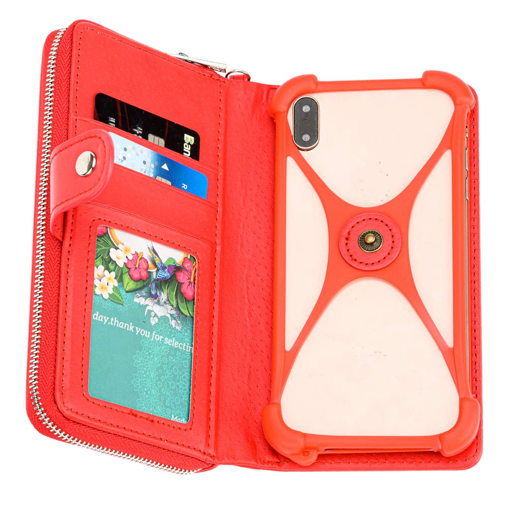 K-S-Trade 2in1 Copertura Protettiva Portafoglio Portacellulare con Paracolpi Compatibile con Cubot Kingkong 7 Borsa Tasca Case Cover Taschino Custodia Copertura Rosso (1x