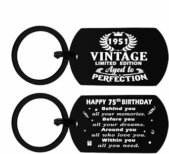 Viayen 75th Birthday Gifts Women Men, Vintage 1951 Keychain, Turning 75 Year Old Birthday Present Decorations for Female Male