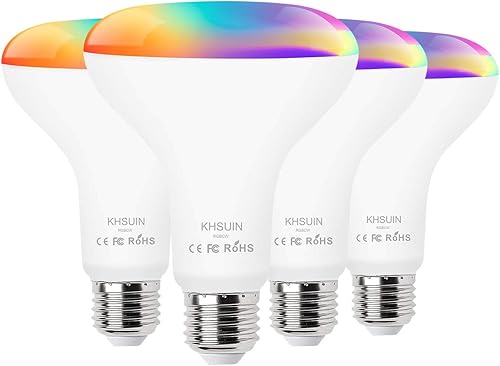 Bombillas inteligentes brillantes de 13 W, 100 W, equivalente a 1300 lúmenes, 2700 K-6500 K, ajustable BR30 WiFi bombilla que cambia de color,