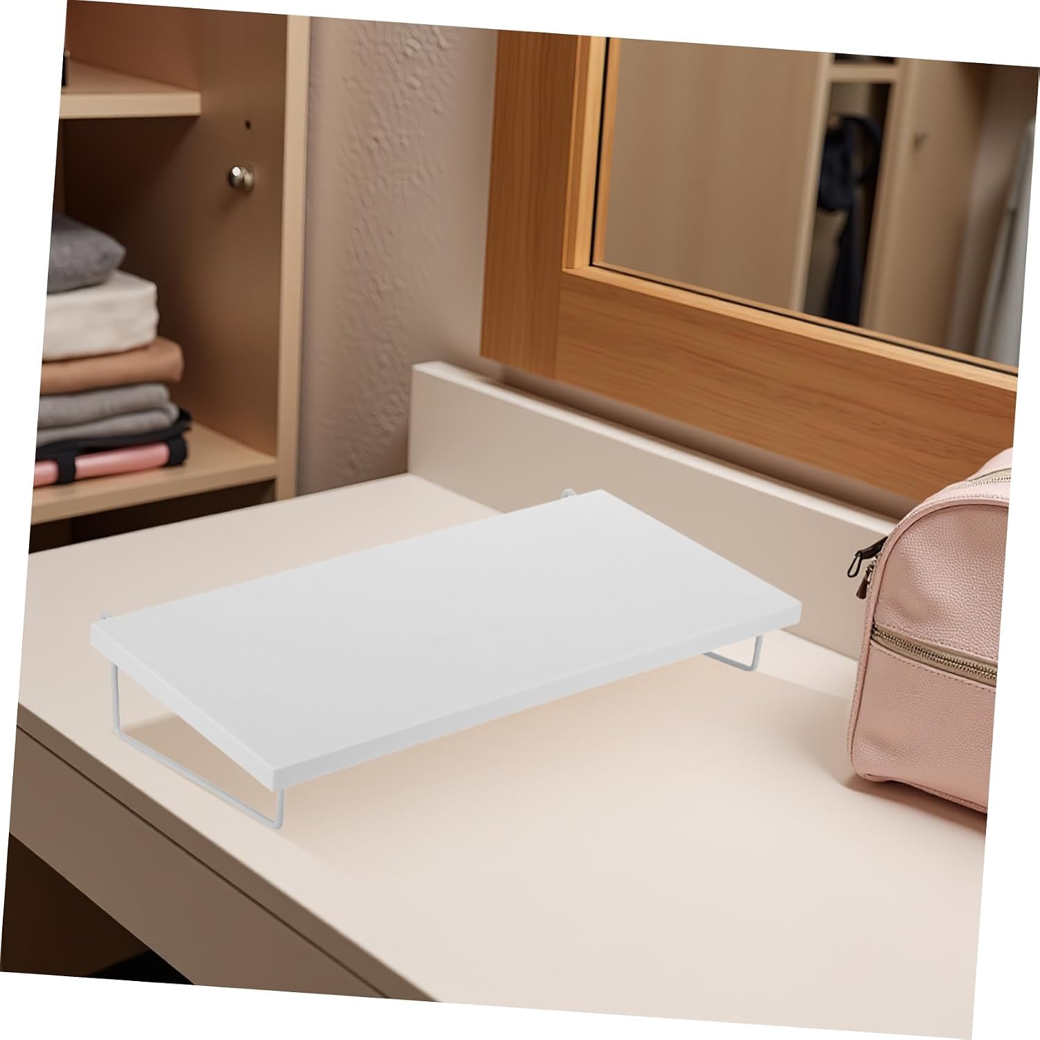 Heavy Duty White Plastic Pegboard Shelf Organizer with Tool-Free Installation and Quick Assembly for Efficient Home Office and Workbench Storage