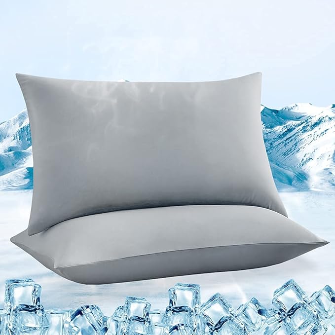 LUXEAR Cooling Pillow Cases, 2 Pack Ultra Cool Pillow Cases with Qmax 0.55 Arc